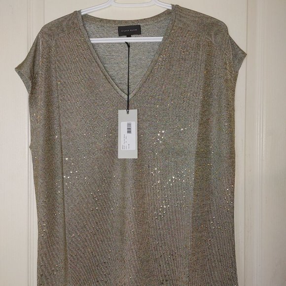 👕 Upgrade your style with the bold and stylish EVA KAYAN HOT63 Gold Studded Top - Picture 1 of 5